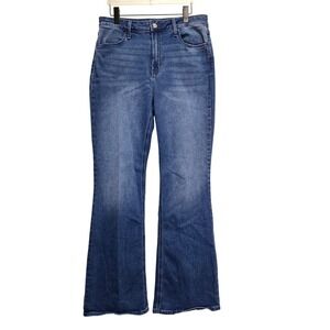 Old Navy High-Waisted Wow Flare Jeans Women 12 Tall  Blue Medium Wash Boho Retro